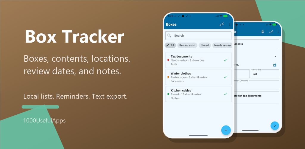 Box Tracker app preview