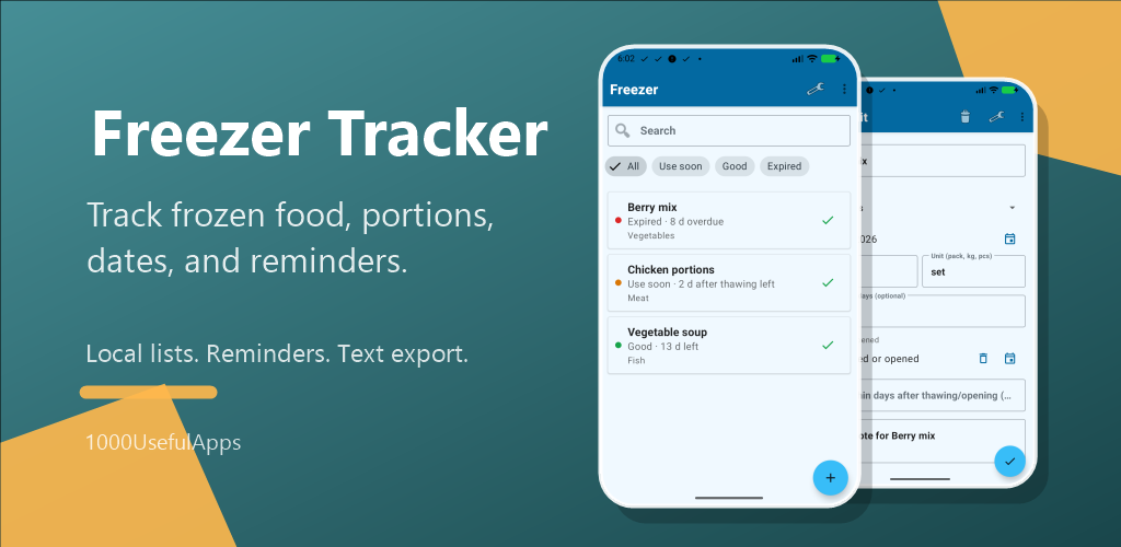 Freezer Tracker app preview